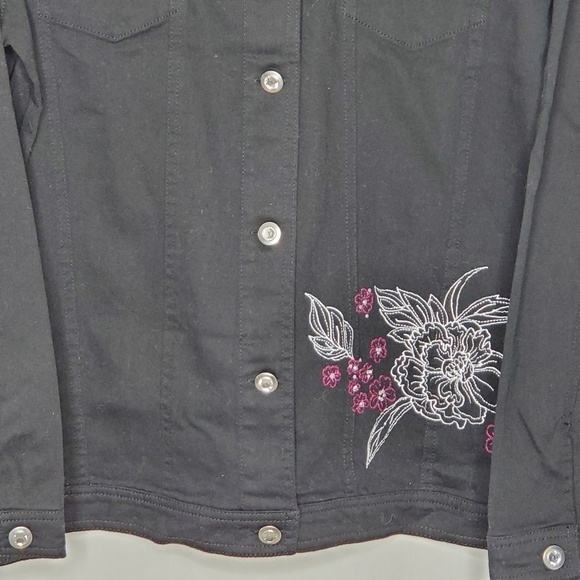 Quacker Factory Embroidered Cotton Jacket Size L Rhinestone Accents Western - Picture 6 of 16